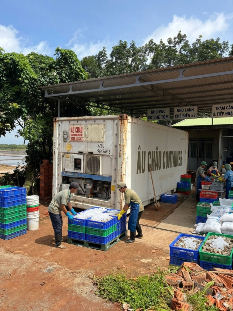 container lạnh tôm thẻ Bạc Liêu