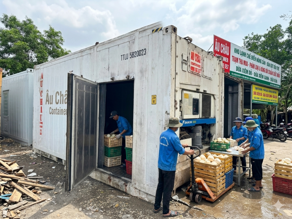 container lạnh dừa Bến Tre