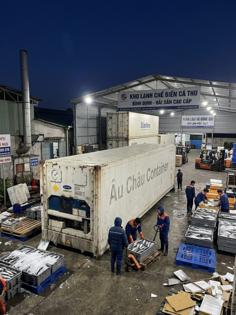 container lạnh cá thu Bình Định