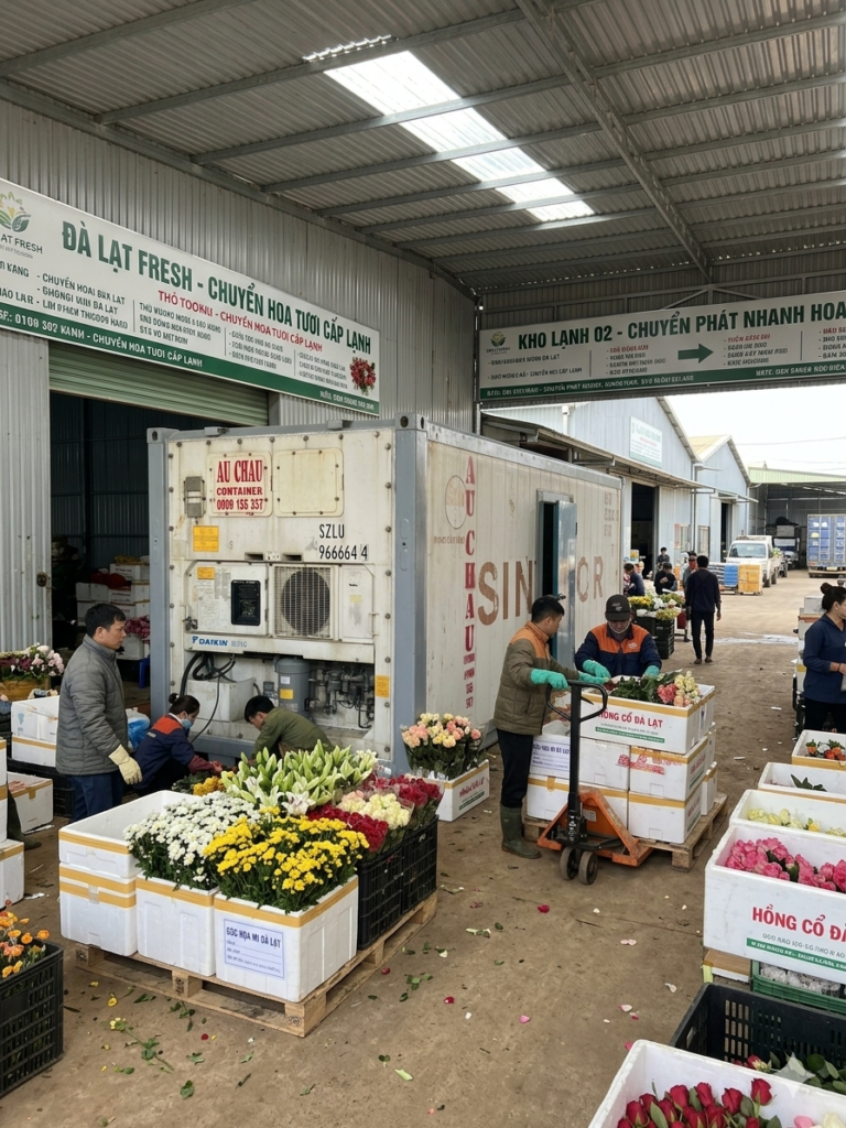 container lạnh hoa Đà Lạt