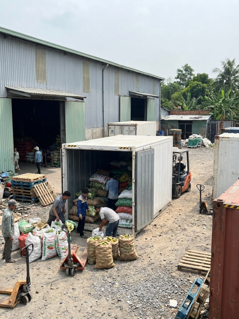 container lạnh 10 feet kho trung chuyển thương lái tại miền Nam