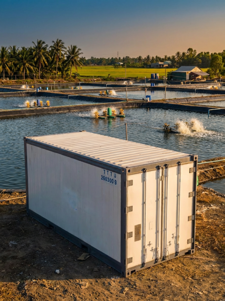 Container lạnh 20 feet nuôi tôm thẻ chân trắng