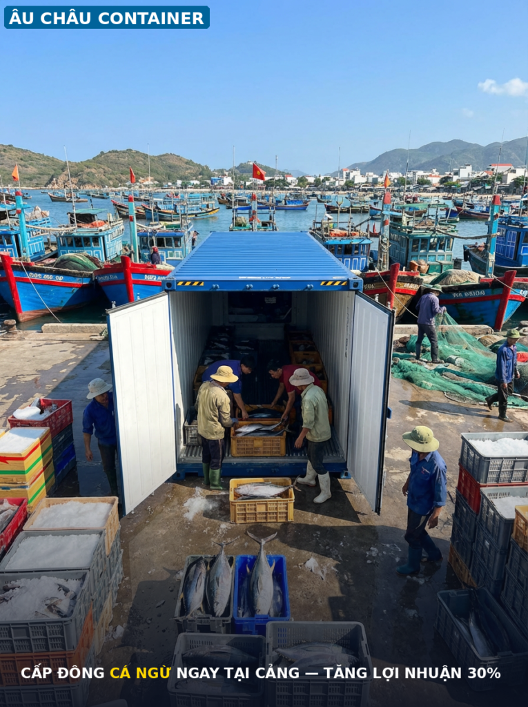 Container lạnh 20 feet cấp đông cá ngừ — Âu Châu Container