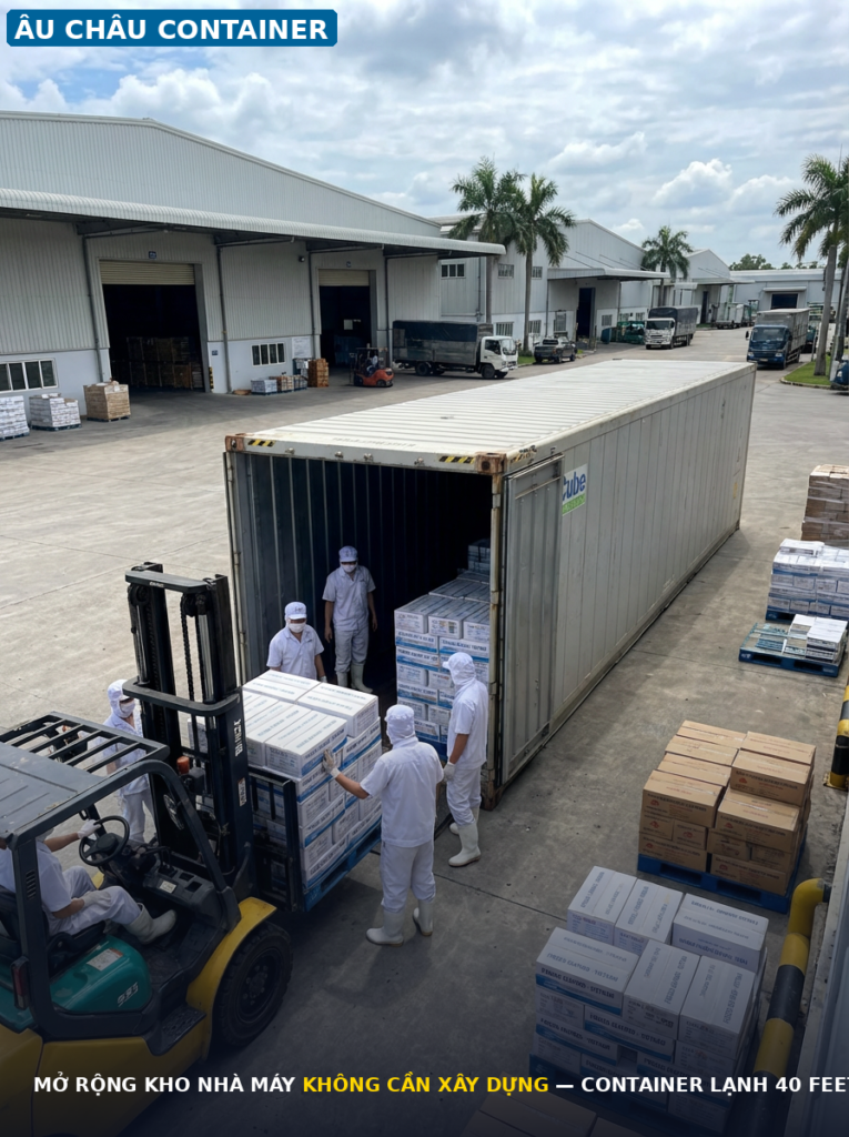 Container lạnh 40 feet mở rộng kho nhà máy — Âu Châu Container