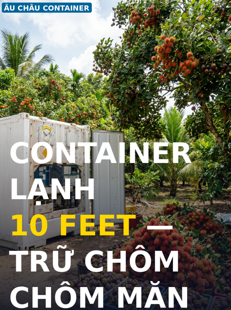 container lạnh 10 feet trữ chôm chôm măng cụt tại vườn miền Nam — Âu Châu Container