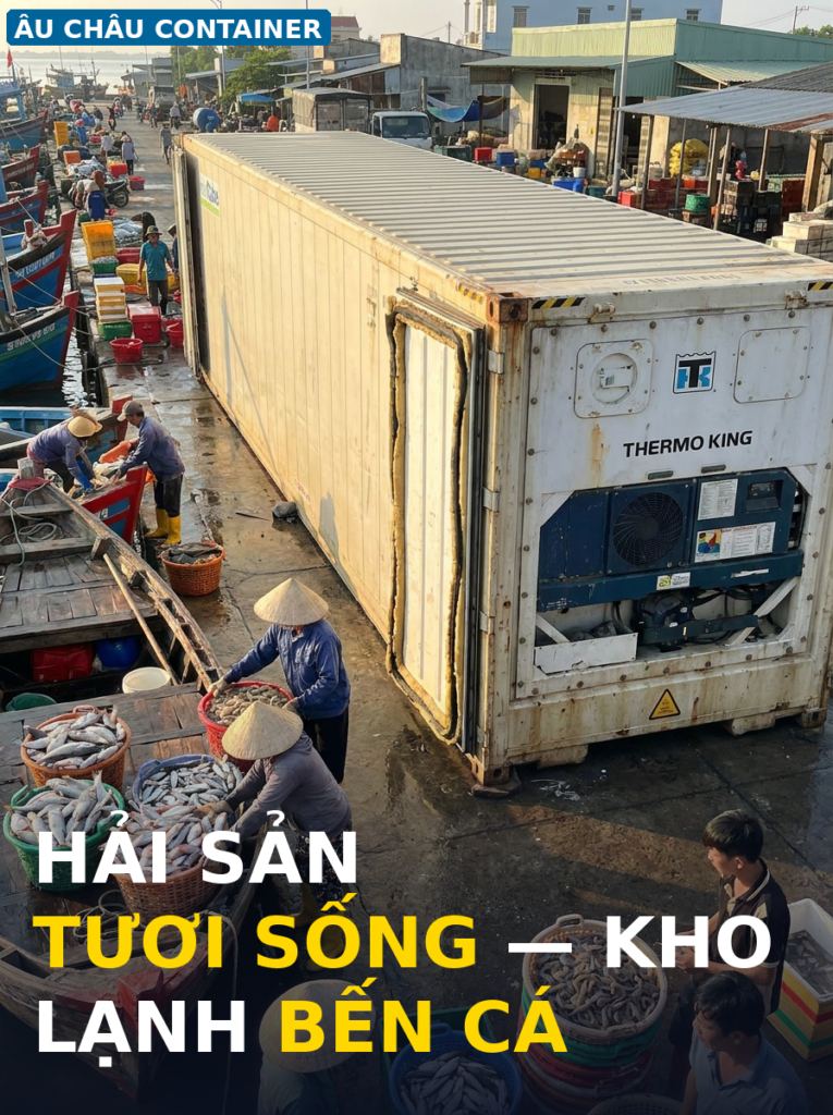 container lạnh 40 feet vựa hải sản bến cá Vũng Tàu - Âu Châu Container