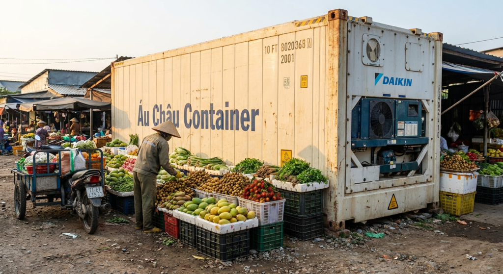 container lạnh 10 feet cho hộ kinh doanh chợ đầu mối tại Vĩnh Long